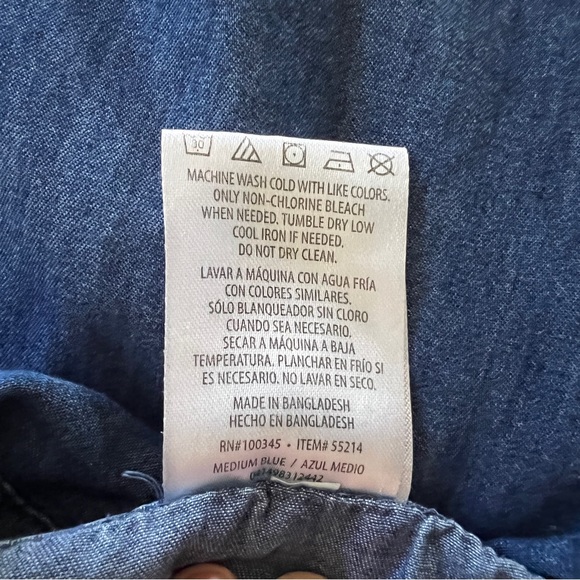 Serra Chambray Shirtdress Medium Blue Long Sleeve Button Up Shirt Dress - Picture 9 of 10